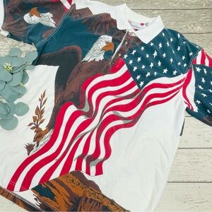 American Summer USA Flag Eagle Patriotic Polo Shirt